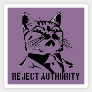 Reject Authority Cat (Black Pattern and Text) Sticker